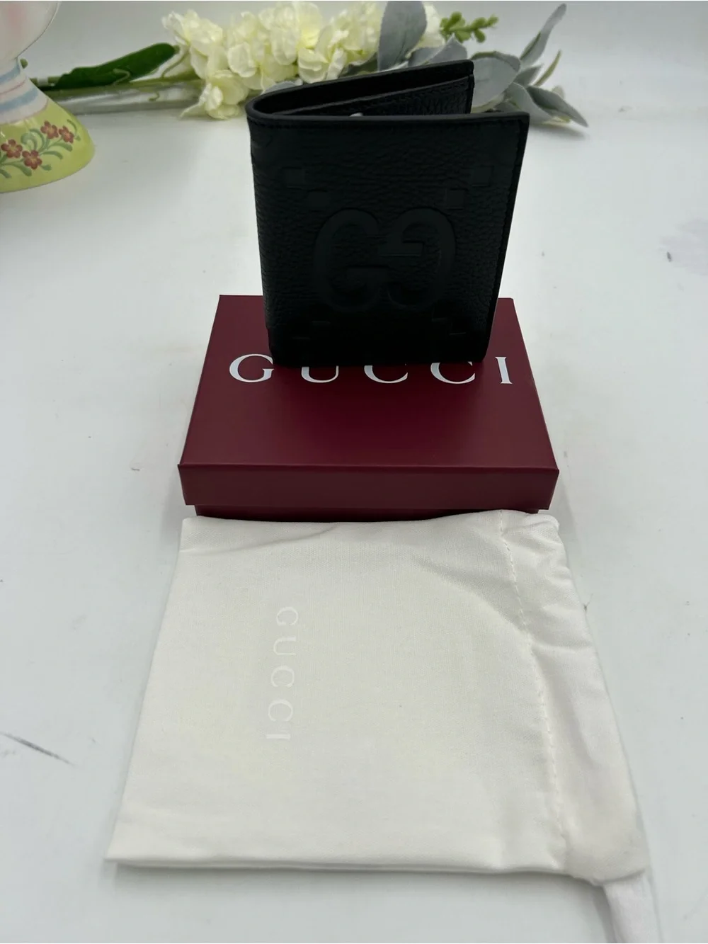 Men's Gucci jumbo GG Leather bifold wallet made in Italy